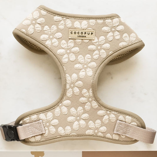 Luxe Adjustable Neck HARNESS- Mocha Flower